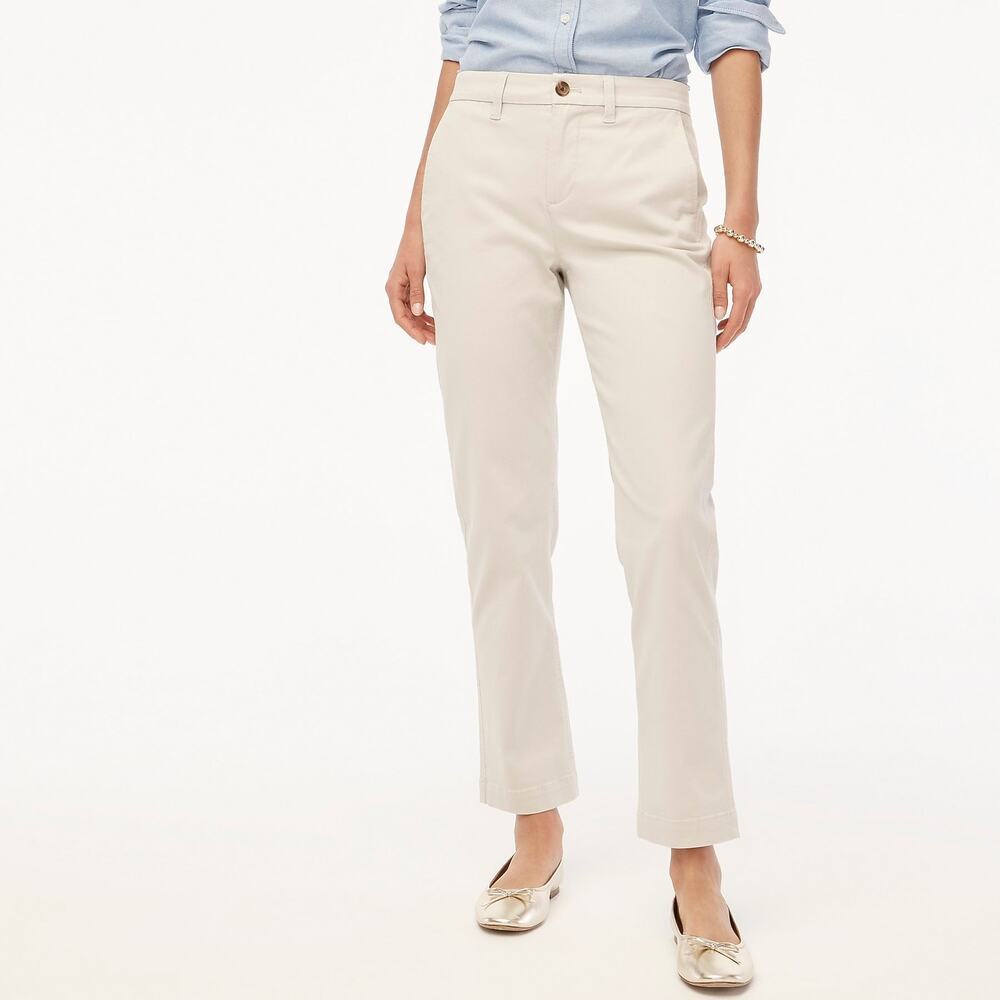 J.Crew Factory Girlfriend Chino Pants Petite High Rise Stone 4P NWOT Crop Casual